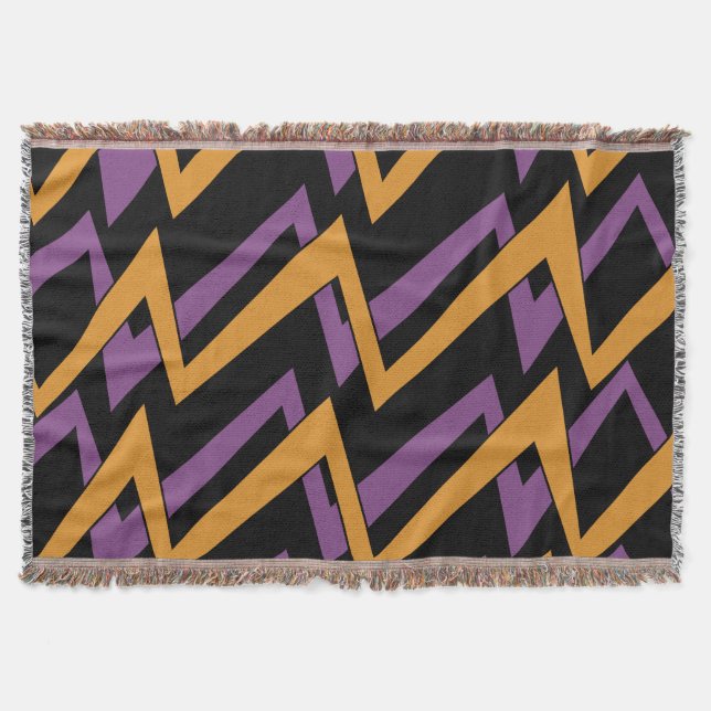 Halloween Zig Zags Orange Purple   Throw Blanket (Front)