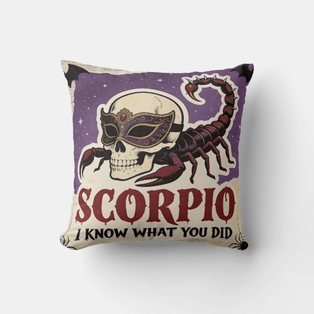 Halloween Zodiac Scorpio Skeleton Birthday Gift Cushion (Front)