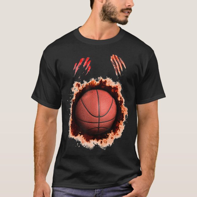 Halloween Zombie Basketball Player Basketball T-Shirt (Front)