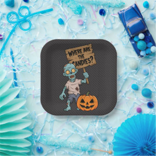 Halloween Zombie Cartoon and funny Paper Plate