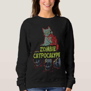 Halloween Zombie Cat Apocalypse  Kitty  Party Sweatshirt