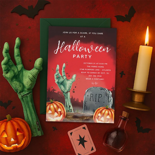 Halloween Zombie Cemetery Party Invitation (Creator Uploaded)
