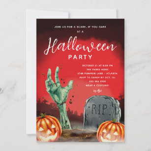 Halloween Zombie Cemetery Party Invitation