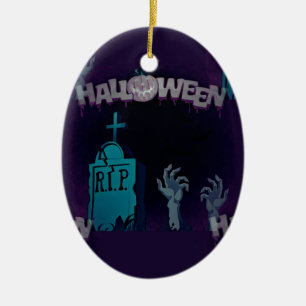 halloween zombie ceramic tree decoration