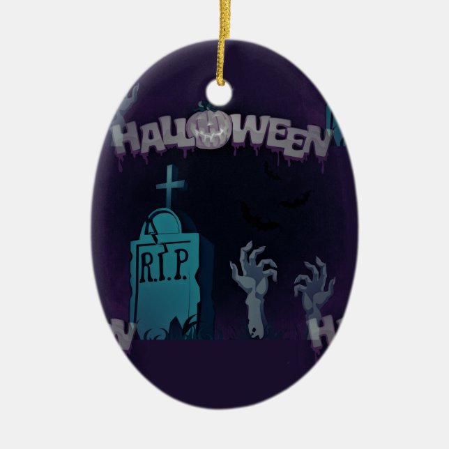 halloween zombie ceramic tree decoration (Front)