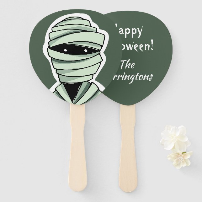 Halloween Zombie custom text hand fan set (Front and Back)
