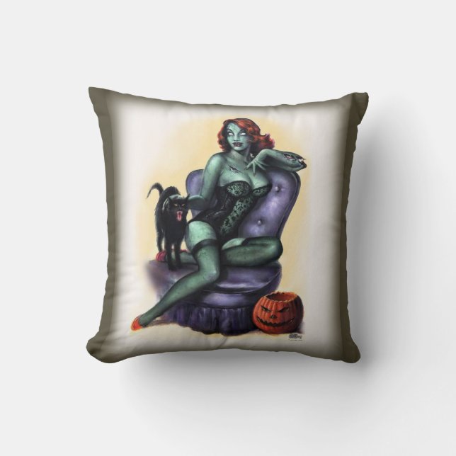 Halloween Zombie Girl Pin Up Cushion (Front)