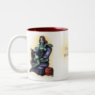 Halloween Zombie Girl Pin Up Two-Tone Coffee Mug