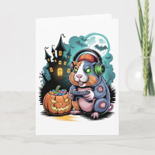 Halloween Zombie Guinea Pig Gamer Haunted Castle G Card