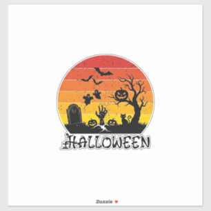 Halloween Zombie Hand Tombstone Tree Black Cat Bat