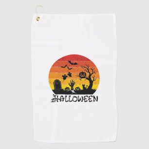 Halloween Zombie Hand Tombstone Tree Black Cat Bat Golf Towel