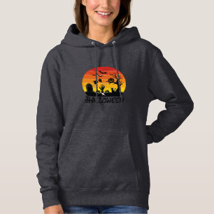 Halloween Zombie Hand Tombstone Tree Black Cat Bat Hoodie