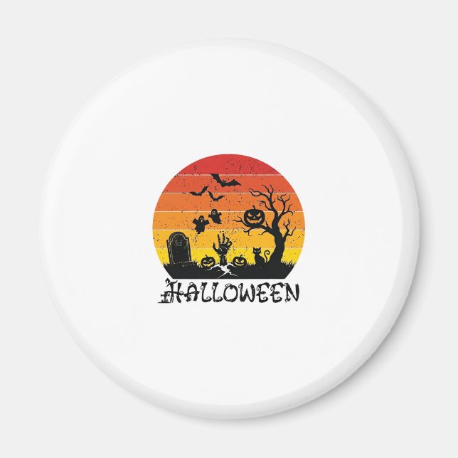 Halloween Zombie Hand Tombstone Tree Black Cat Bat Magnet (Front)