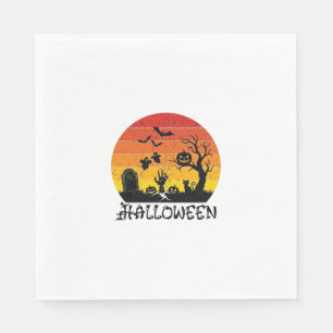 Halloween Zombie Hand Tombstone Tree Black Cat Bat Napkin