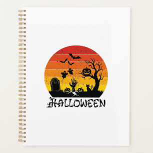 Halloween Zombie Hand Tombstone Tree Black Cat Bat Planner