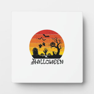 Halloween Zombie Hand Tombstone Tree Black Cat Bat Plaque