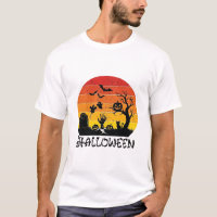 Halloween Zombie Hand Tombstone Tree Black Cat Bat