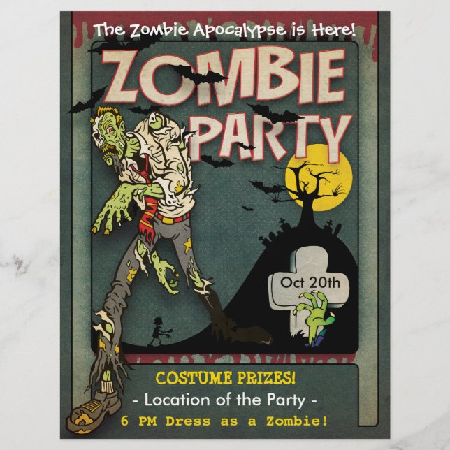 Halloween Zombie Party Flyer (Back)