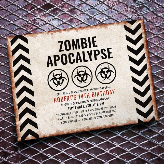 Halloween zombie party with biohazard icons invitation (Creator Uploaded)