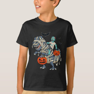 Halloween Zombie Riding T Rex Boys Girls Kids  T-Shirt
