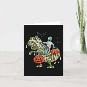 Halloween Zombie Riding T Rex Fun Boys Girls Kids Card