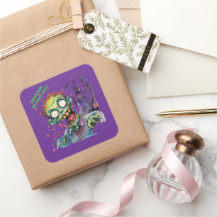 Halloween, Zombie,Scream From The Purple Castle , Square Sticker