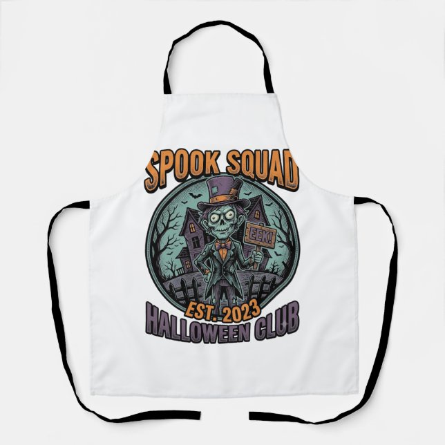 Halloween Zombie Shirt Funny Spook Squad Engraved  Apron (Front)