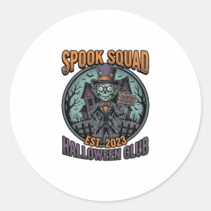 Halloween Zombie Shirt Funny Spook Squad Engraved Classic Round Sticker