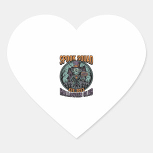 Halloween Zombie Shirt Funny Spook Squad Engraved Heart Sticker
