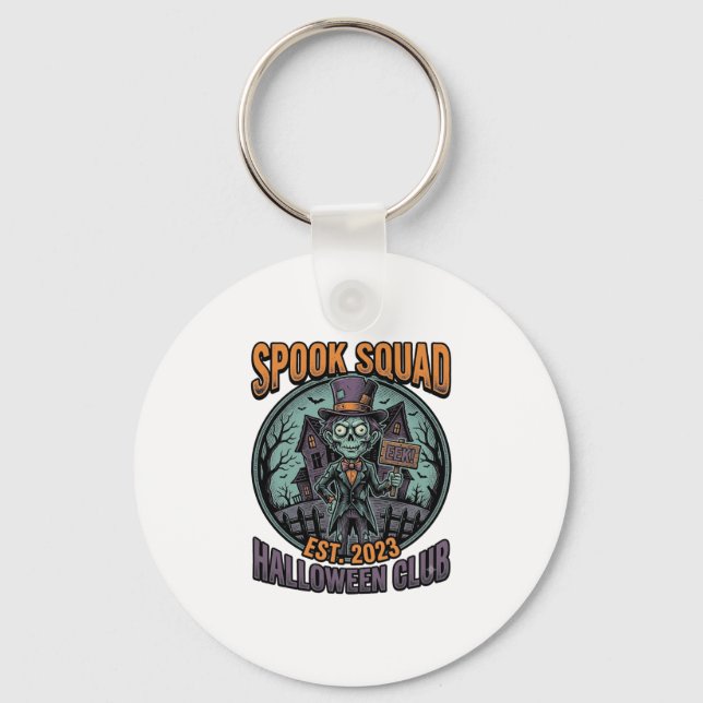 Halloween Zombie Shirt Funny Spook Squad Engraved  Key Ring (Front)