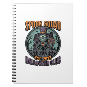 Halloween Zombie Shirt Funny Spook Squad Engraved  Notebook