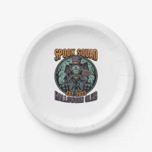 Halloween Zombie Shirt Funny Spook Squad Engraved  Paper Plate