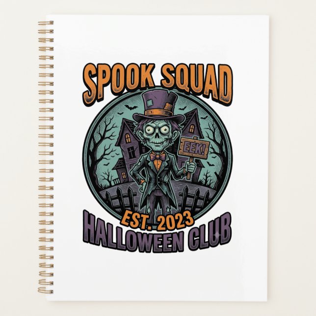 Halloween Zombie Shirt Funny Spook Squad Engraved  Planner (Front)