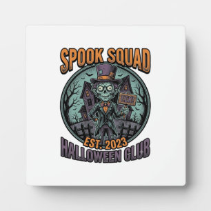 Halloween Zombie Shirt Funny Spook Squad Engraved  Plaque