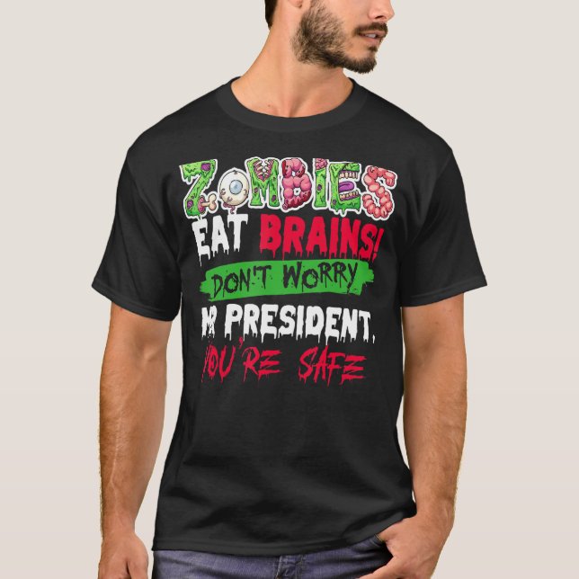 Halloween Zombies Eat Brains T-Shirt (Front)