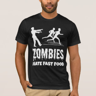 Halloween Zombies Hate Fast Food Joggers Funny T-Shirt