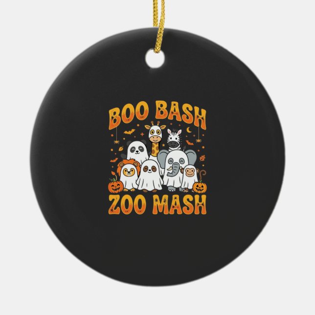Halloween Zoo Animals Boo Bash Zoo Mash_1 Ceramic Tree Decoration (Front)