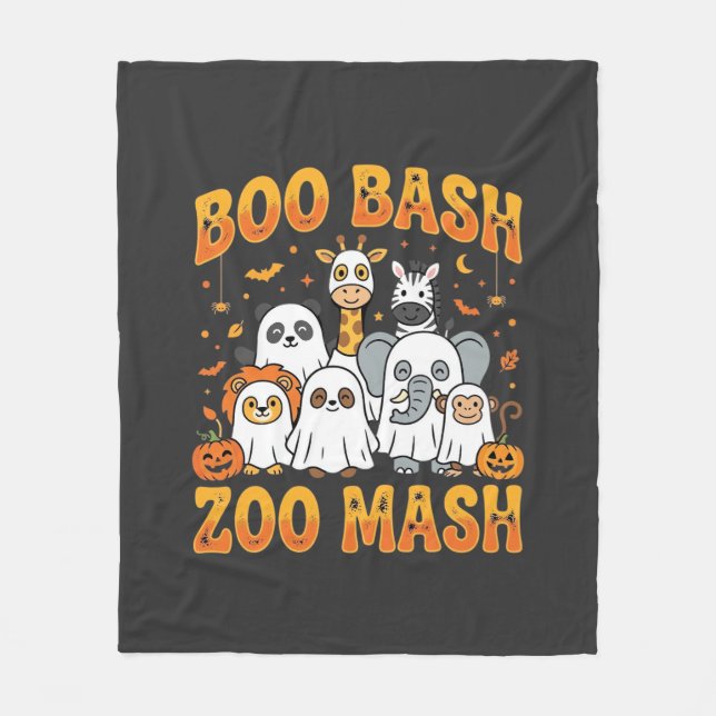 Halloween Zoo Animals Boo Bash Zoo Mash_1 Fleece Blanket (Front)