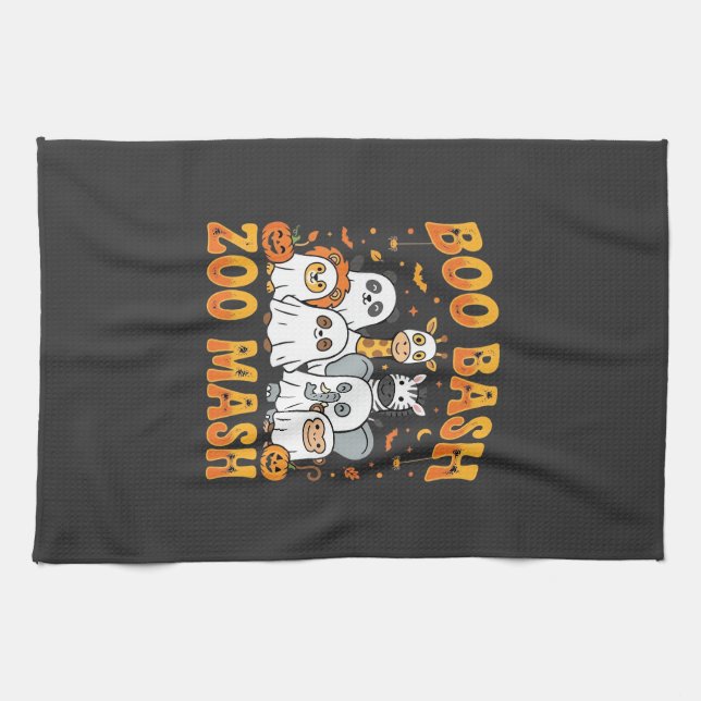 Halloween Zoo Animals Boo Bash Zoo Mash_1 Tea Towel (Horizontal)
