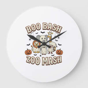 Halloween Zoo Boo Bash Funny Animal Party_1 Large Clock