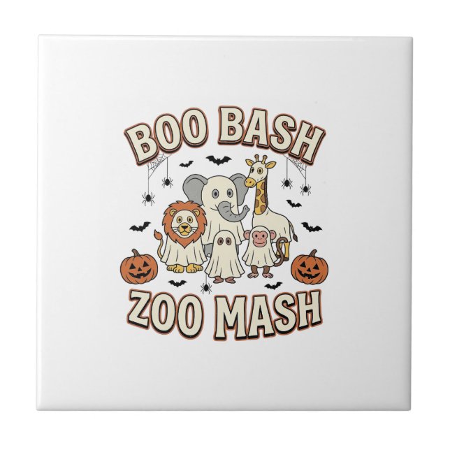 Halloween Zoo Boo Bash Funny Animal Party_1 Tile (Front)