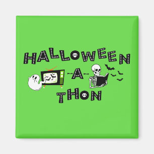 Halloweenathon Logo with Skele Sticker Magnet