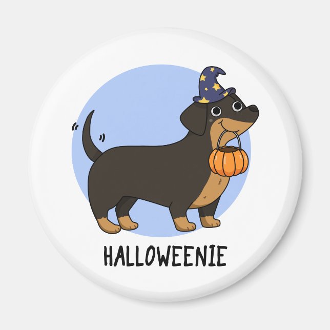 Halloweenie Funny Sausage Dog Pun  Magnet (Front)