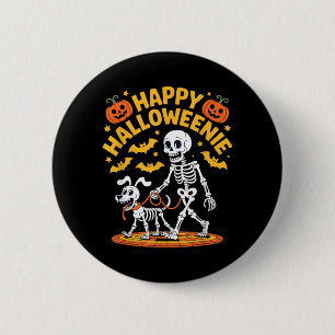 Halloweenie Skeleton Walk Funny Dog Lover 6 Cm Round Badge