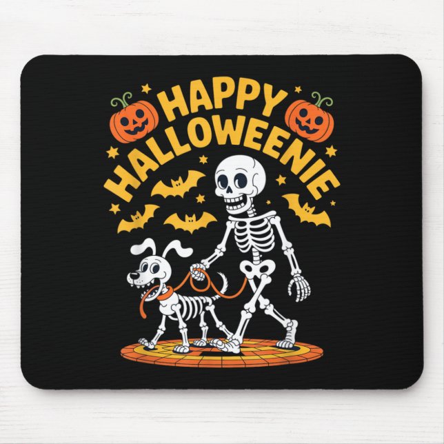 Halloweenie Skeleton Walk Funny Dog Lover Mouse Pad (Front)