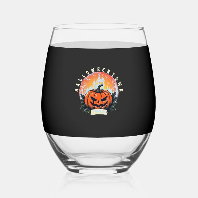 HalloweenTown 1998 Essential T-Shirt Stemless Wine Glass (Front)