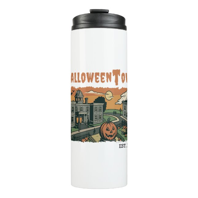 Halloweentown Spooky Sunset Scene – Vintage Hallow Thermal Tumbler (Front)