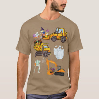 HalloweenTruck Crane Construction Pumpkin Hunting  T-Shirt