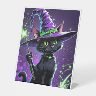Hallowen Cat Themed  Pedestal Sign