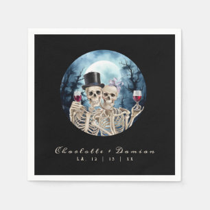 Hallowen Gothic Skulls Tarot The Lovers Wedding Napkin